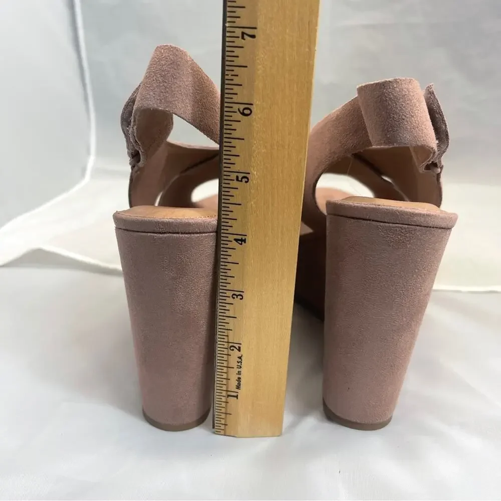Caslon Kenley Wedge Sandal Open Toe Cross Strap Platform Dusty Pink Suede